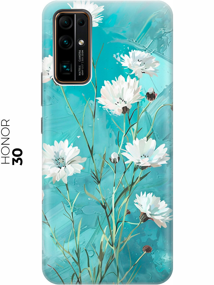 Силиконовый чехол на Honor 30 с принтом "Белые васильки"