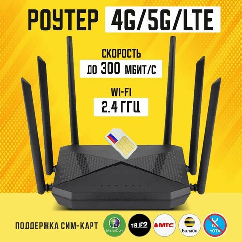 Роутер WiFi с сим картой мобильный интернет 4G 5G LTE черный 3750₽