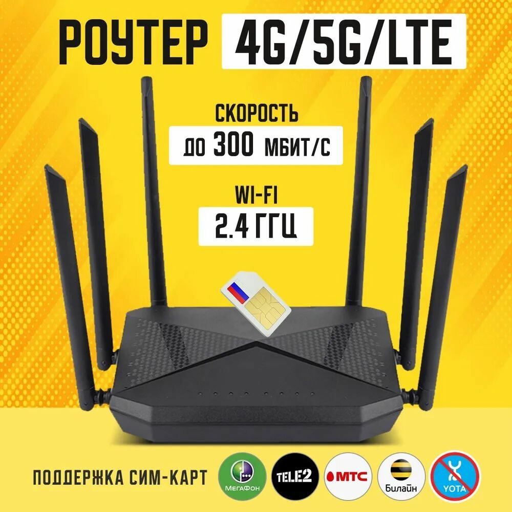 Роутер WiFi с сим картой 4G 5G LTE черный — отзывы покупателей