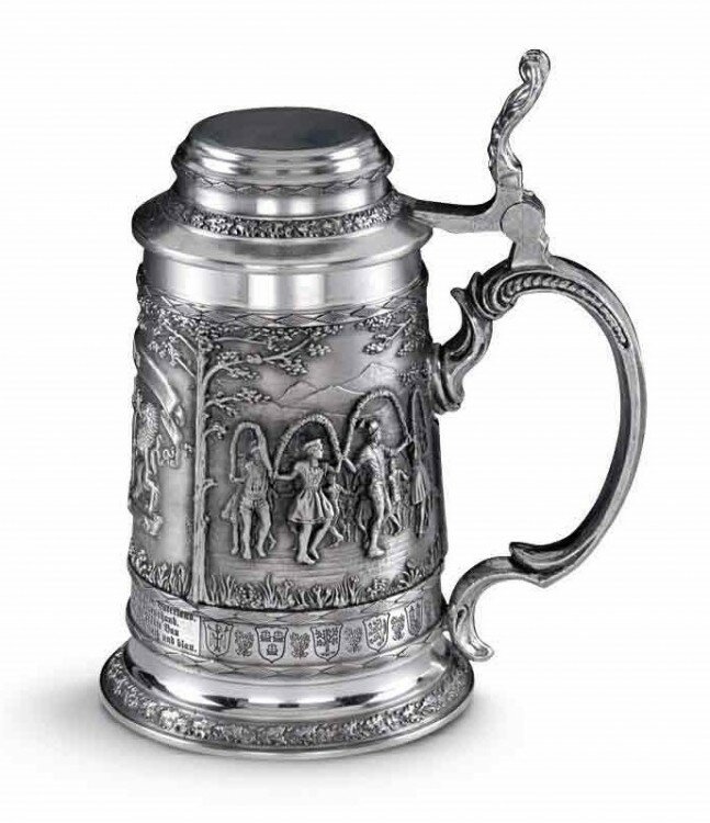 Коллекционная пивная кружка из олова "Баварские гулянья"