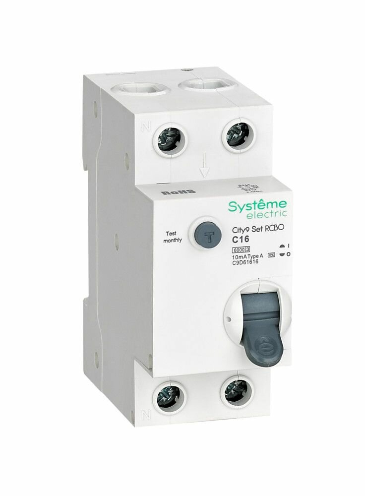 Выключатель АДТа City9 Set (АВДТ) 1P+N C 16А 6кА 10мА Тип-A 230В SE C9D61616
