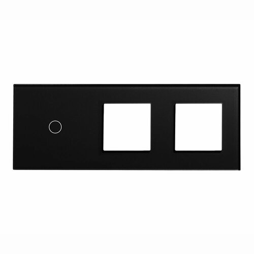 Стеклянная рамка для розеток и выключателей (1кл.+роз.+роз.) черная