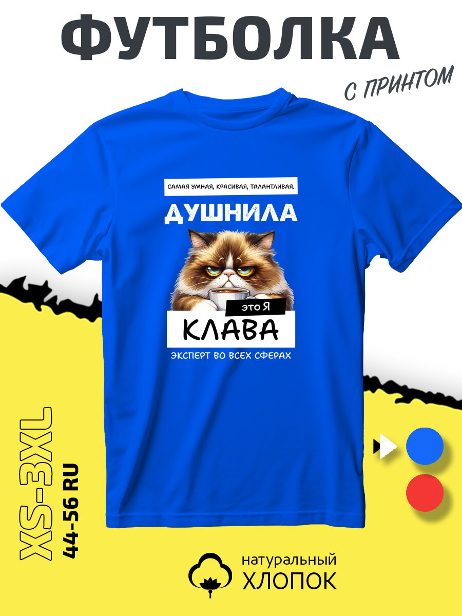 Футболка SMAIL-P имя Клавдия Клава душнила, размер XXL, cиний