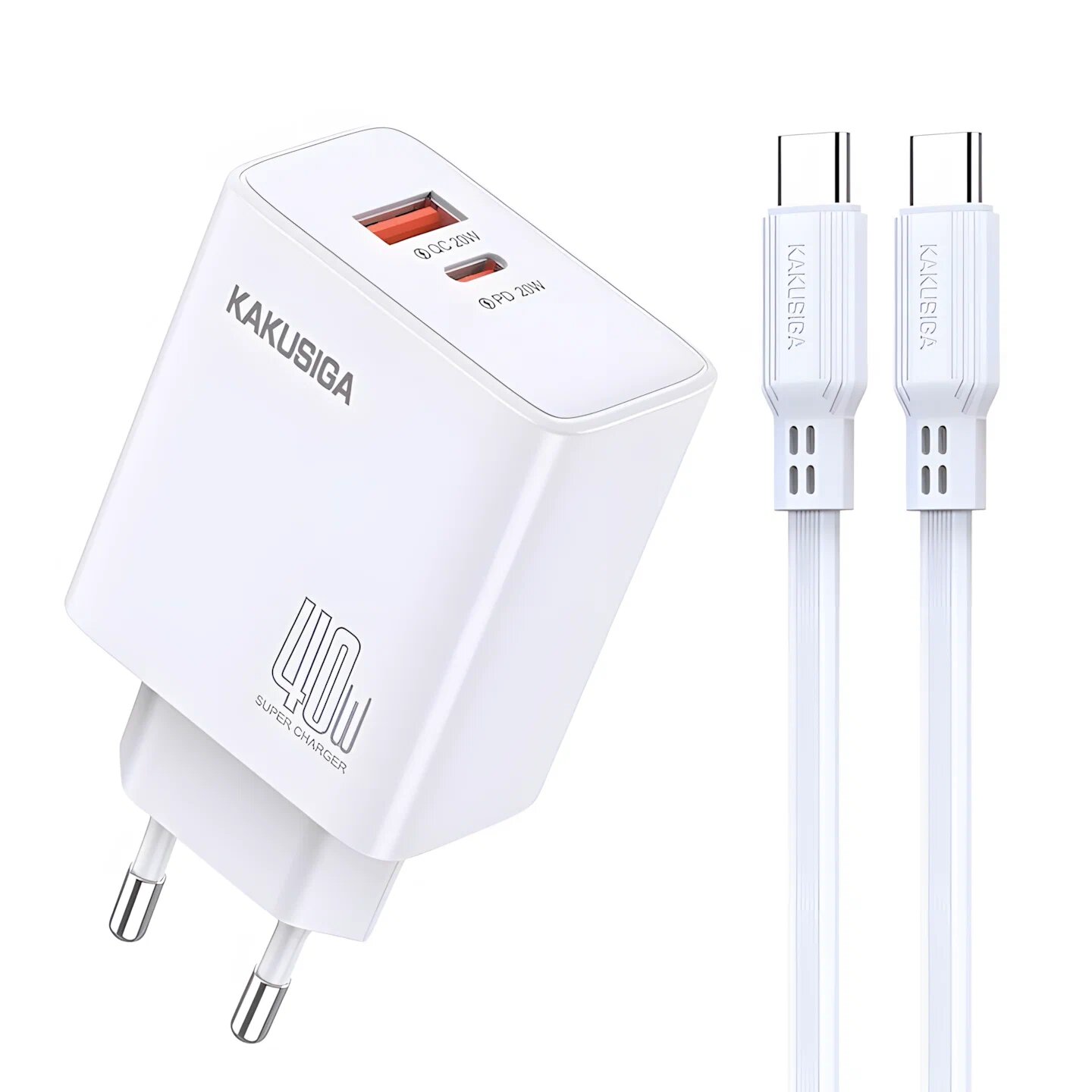 Кабель KAKUSIGA, Type-C, USB, PD40W, 40Вт, 2 порта, поддержка MFi