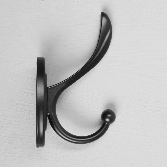 Крючок мебельный KMC005BL CAPPIO, двухрожковый, цвет черный - фотография № 4