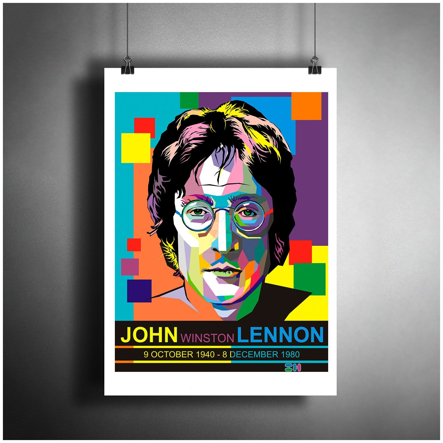 Постер плакат для интерьера "Музыка: Британская рок-группа The Beatles (Битлз). Джон Леннон, John Lennon, Арт"/ Декор дома, офиса. A3 (297 x 420 мм)