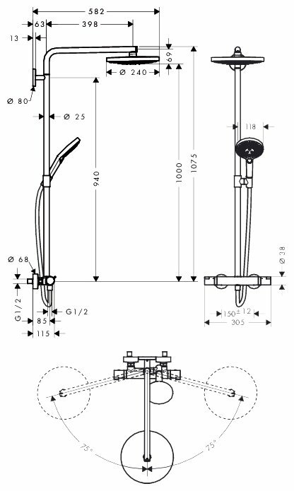 Душевая система Hansgrohe Raindance Select Showerpipe S240 27129400