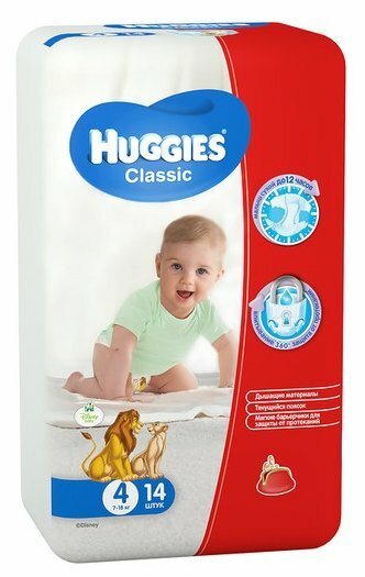 HUGGIES Classic/Soft&Dry Дышащие 4 размер (7-18кг) Подгузники 14шт