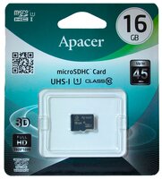 Карта памяти Apacer microSDHC Class 10 UHS-I U1 (R45 MB/s) 16GB