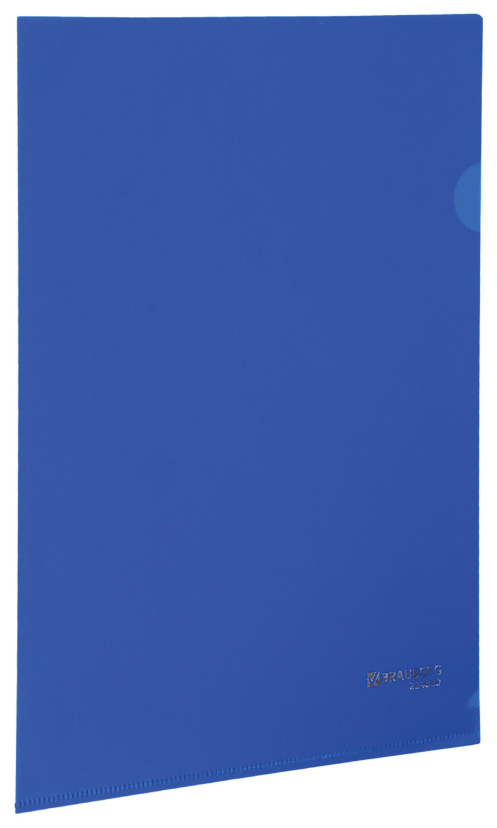 Папка-уголок жесткая, непрозрачная BRAUBERG, синяя, плотность 0,15 мм. Набор 3 штуки.