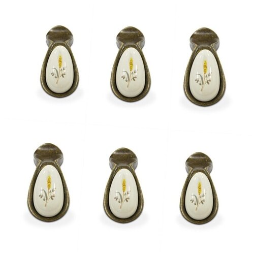 Винтажная ручка кнопка JET 249 с керамической вставкой античная бронза комплект 6 шт 894₽