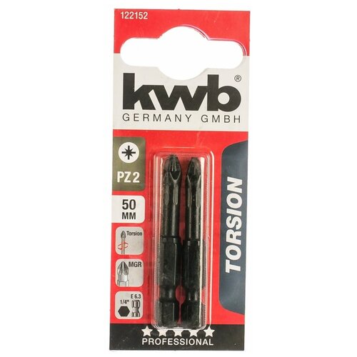 Бита PZ2 50 мм TORSION 2 шт. KWB 122152 15764931 бита pz2 25 мм torsion 2 шт kwb 122102 15764928