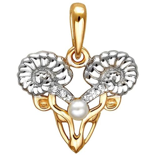 фото Эстет подвеска с жемчугом и фианитами из красного золота 01д3110604р-1