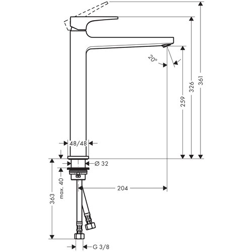 Смеситель Hansgrohe Metropol 32512340 для раковины-чаши с донным клапаном смеситель hansgrohe metropol 32512340 для раковины с донным клапаном push open