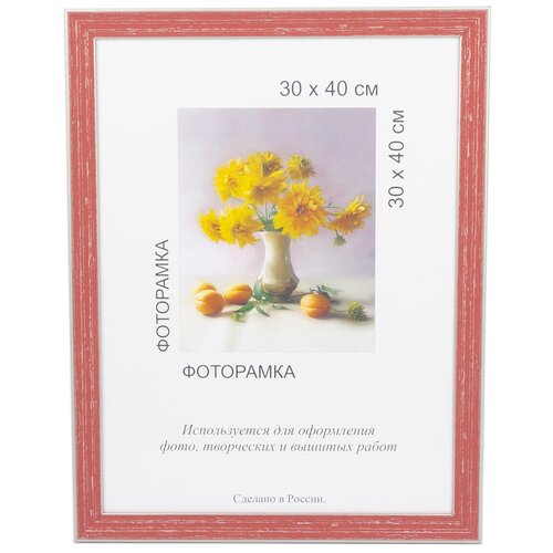Рамка пластиковая с оргстеклом МРП-16 30х40 см цвет красный