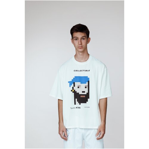 Футболка COLLECTIBLE, свободный силуэт, круглый вырез, принт надписи, размер One size, мультиколор