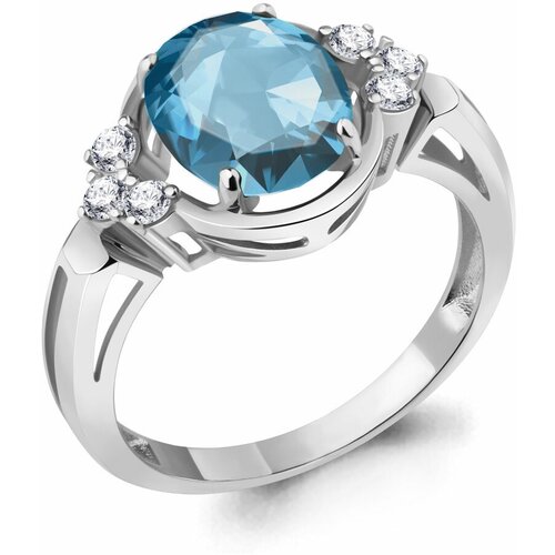 Кольцо Diamant online, серебро, 925 проба, турмалин, фианит, размер 18.5