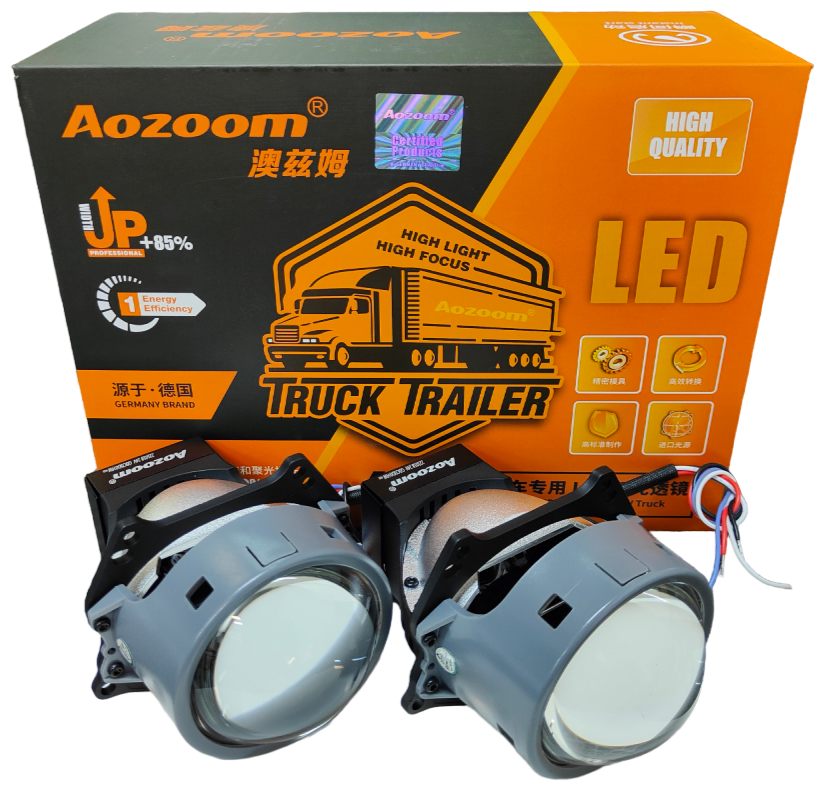 Светодиодные модули дальнего/ближнего света Aozoom Truck Trailer 24V BI LED 3" 5500K 2 чипа (2 линзы, комплект)