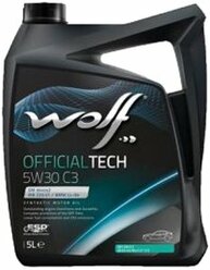 Синтетическое моторное масло Wolf Officialtech 5W30 C3, 5 л