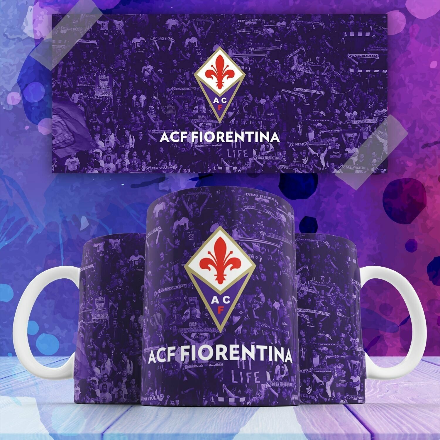 Кружка фк Фиорентина ACF Fiorentina футбольный спортивный клуб  на подарок с принтом 330 мл