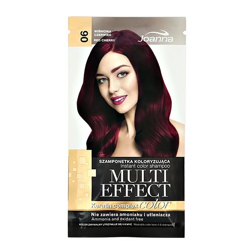 Joanna шампунь Multi Effect Color Keratin Complex тон 06 Красная вишня joanna оттеночный шампунь для волос joanna multi effect color тон 06 красная вишня 35 г