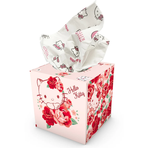 Салфетки бумажные выдергушки World Cart "Hello Kitty" с рисунком 3-х слойные, 56 шт