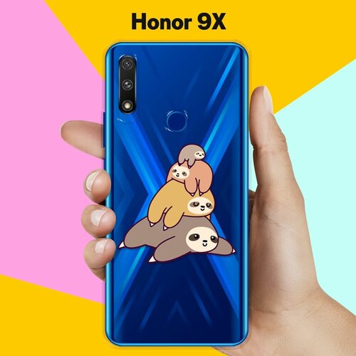 Силиконовый чехол 4 ленивца на Honor 9X