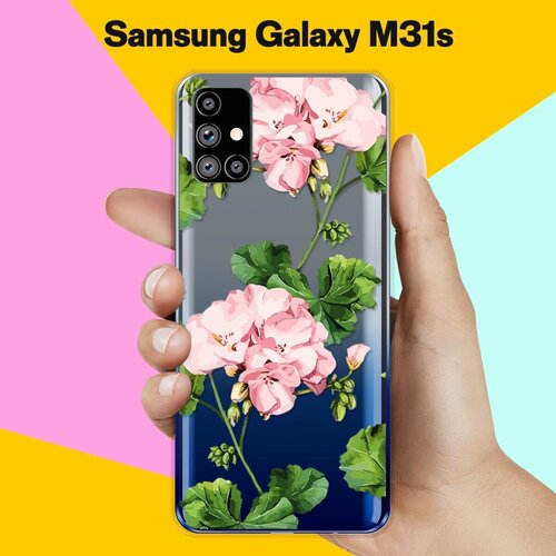 Силиконовый чехол Розовые цветы на Samsung Galaxy M31s силиконовый чехол на samsung galaxy a70 самсунг галакси а70 розовые цветочные уголки прозрачный