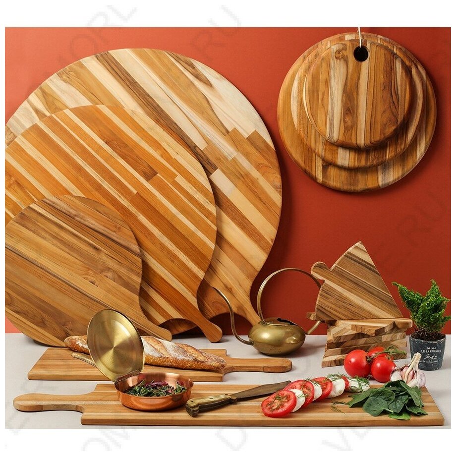Доска Teakhaus Specialty (902) коричневый 42 см 50 см круглая 50 см Hoff - фото №3