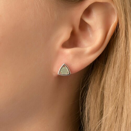 Серьги пусеты CORDE Серьги-пусеты с изумрудом, серебро, 925 проба, родирование, изумруд, размер 5 мм, зеленый