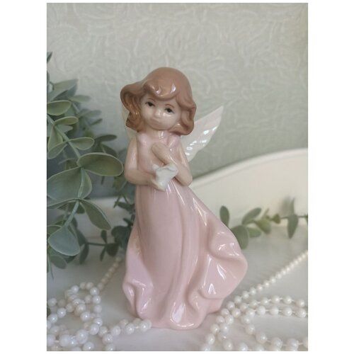 Фигурка керамика Ангел розовый