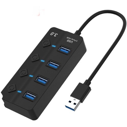USB 30 Hub 4-портовый высокоскоростной USB-разветвитель для жестких дисков USB флеш-накопитель удлинитель-адаптер чёрный 78200₽