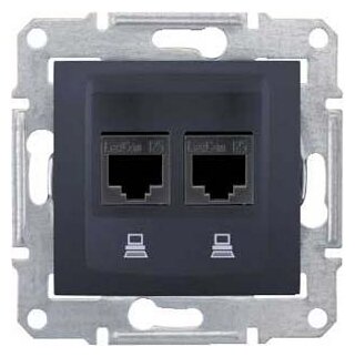 SEDNA розетка компьютерная RJ45, двойная, кат. 5е, экр. STP, графит (1 шт.)