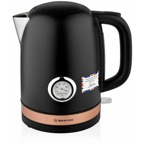 Чайник с термометром BRAYER BR1005BK 17 л 2200 Вт закрытый нагревательный элемент сталь черный 456044 321700₽