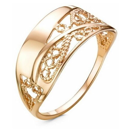 фото Кольцо "роспись", розовое золочение, 17.5 размер красная пресня