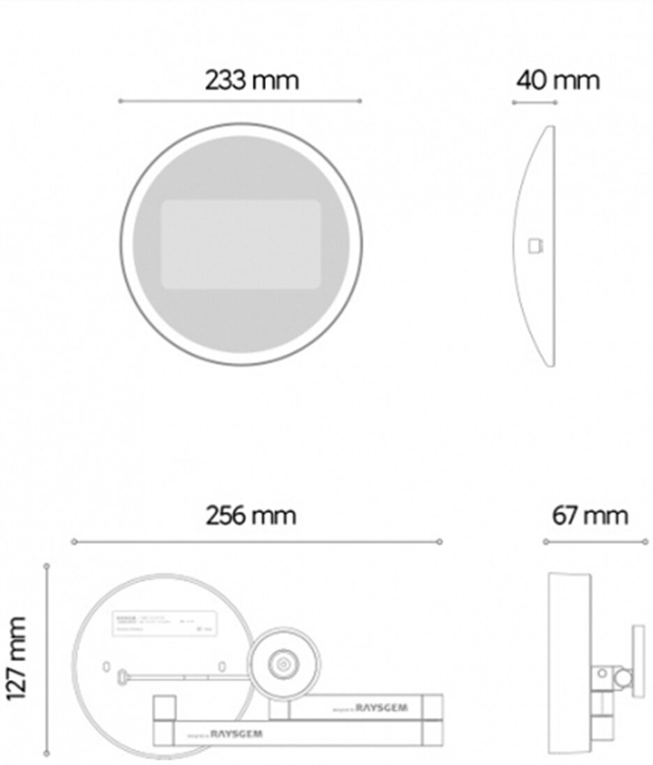 Зеркало с магнитным основанием Xiaomi Raysgem Smart Bathroom Mirror Basic Edition (RC070XY1-1) - фотография № 5