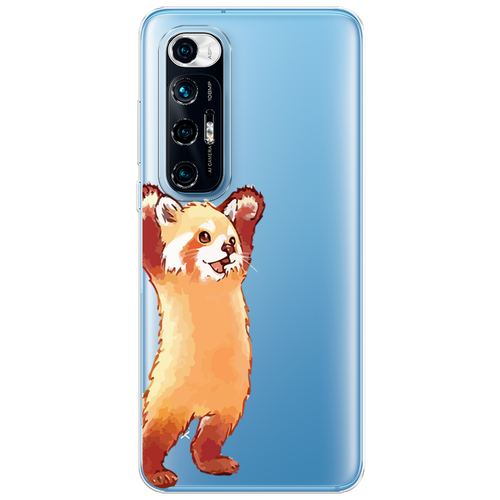 Силиконовый чехол на Xiaomi Mi 10S / Сяоми Ми 10S Красная панда в полный рост, прозрачный