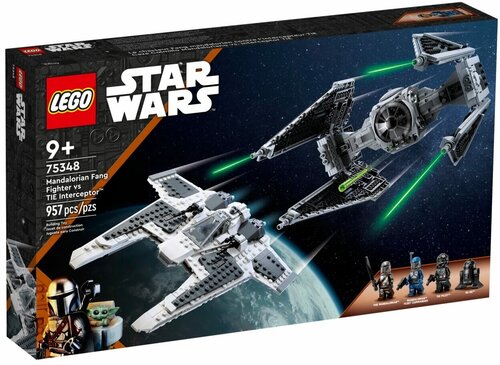 Конструктор LEGO 75348 Star Wars Mandalorian Fang Fighter vs. TIE Interceptor / лего Звездные Войны Мандалорский истребитель vs TIE-перехватчик