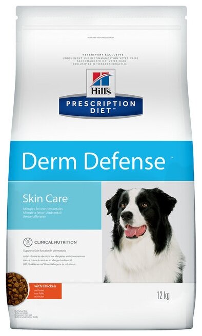 Сухой диетический корм для собак Hill's Prescription Diet Derm Defense Skin Care при аллергии, блошином и атопическом дерматите, с курицей