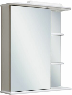Шкаф в ванную с зеркалом Магнолия 60, с подсветкой, левый, белый