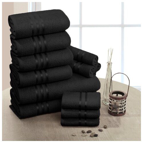 фото Доми набор из 12 полотенец harmonika цвет: черный 33х50 см - 6 шт, 50х80 см - 4 шт, 70х130 см - 2 шт dome