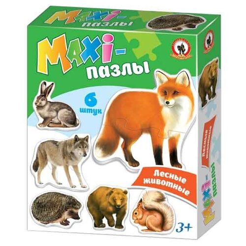 Набор из 6 Maxi пазлов Лесные животные, Русский стиль, арт. 02544 набор пазлов русский стиль maxi домашие животные 02542 18 дет