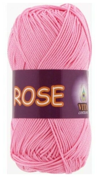 Пряжа для вязания VITA ROSE (Роза), цвет: 3933 светло-розовый; 1 моток, состав: 100% хлопок двойной мерсеризации, вес: 50 г, длина: 150 м