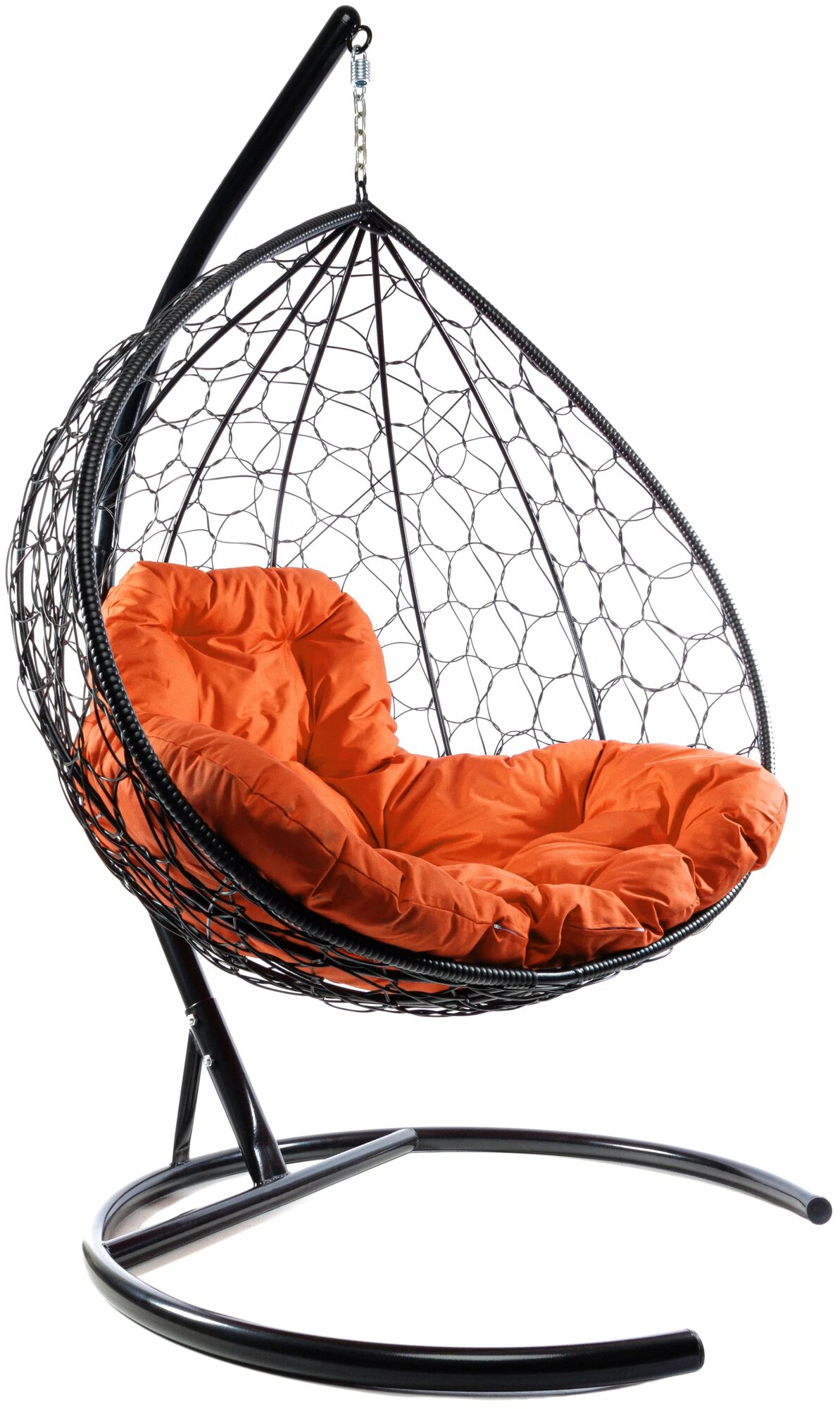 Подвесное кресло m-group XL ротанг чёрное, оранжевая подушка - фотография № 6