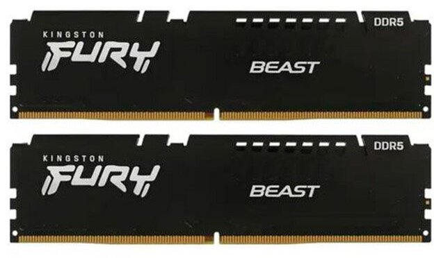 Модуль памяти Kingston Fury Beast Black DDR5 DIMM 6000MHz PC-48000 CL40 - 64Gb (2x32Gb) KF560C40BBK2-64