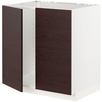 Шкаф для кухни ИКЕА МЕТОД/Аскерсунд, (ШхГхВ): 80х61.6х88 см, белый аскерсунд/темно-коричневый под ясень