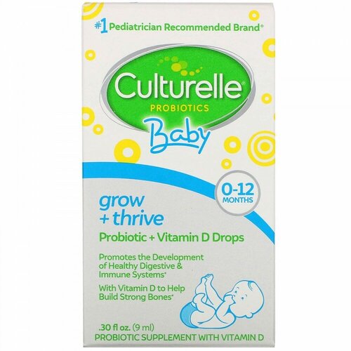 Купить Culturelle, Пробиотики, для детей, «Рост и развитие», пробиотики + витамин D в виде капель, от рождения до 12 месяцев, 9 мл, (30 жидк. унций)