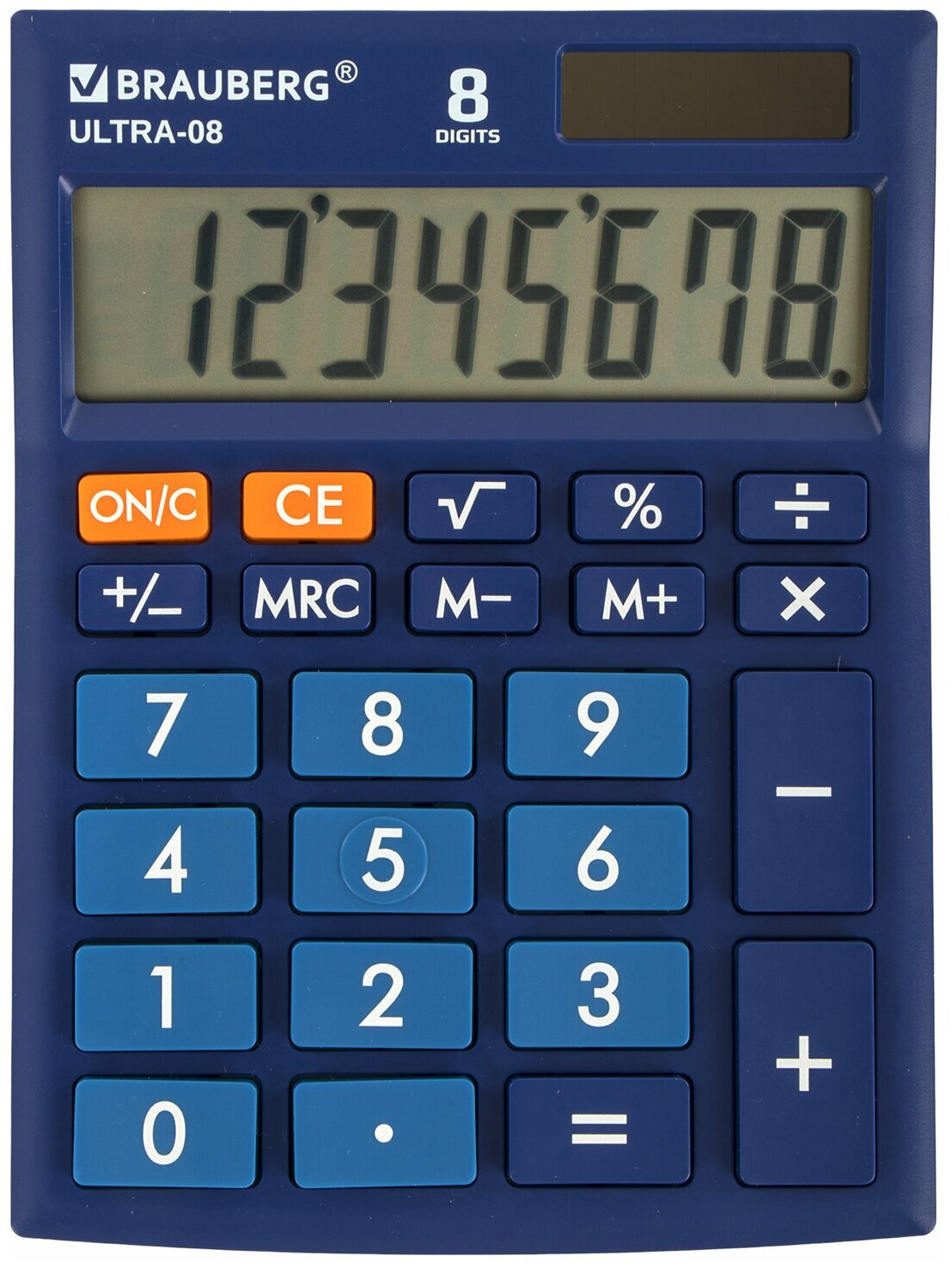 Калькулятор настольный Brauberg Ultra-08-BU, компактный, 154x115 мм, 8 разрядов, двойное питание, синий