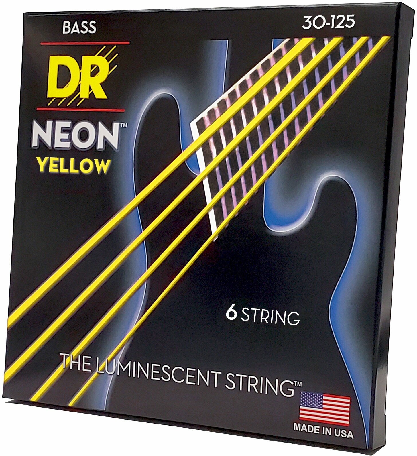 DR NYB6-30 HI-DEF NEON струны для 6-струнной бас гитары с люминесцентным покрытием жёлтые 30 -