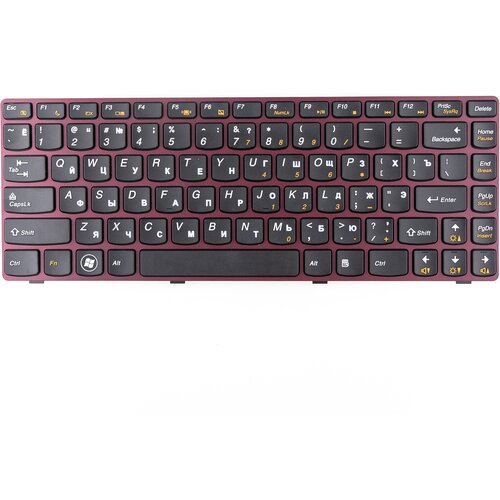 Клавиатура для ноутбука Lenovo B470 G470 V470 G475 бордовая рамка p/n: MP-10A23US-686BW, 25207484